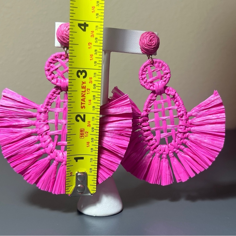 Straw Husk Earrings 3 Pairs Pink Turquoise - Picture 6 of 8